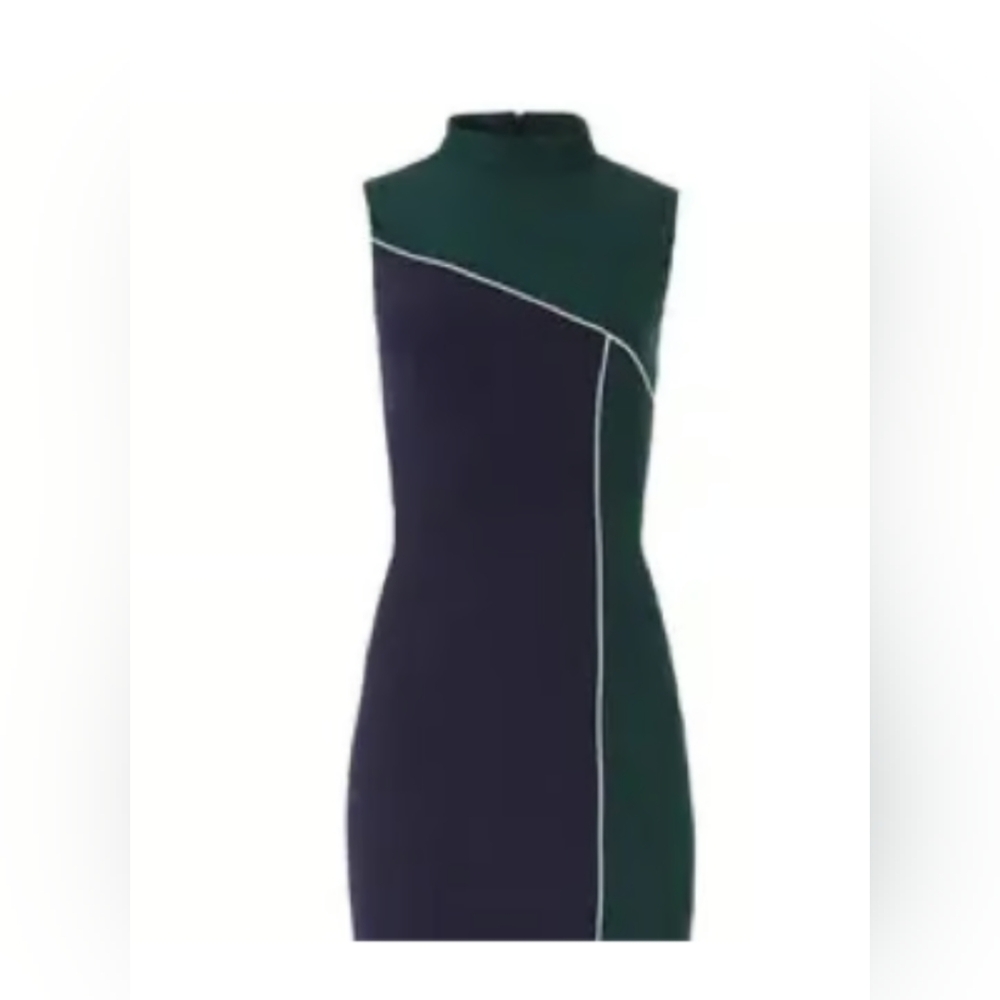 Alexia Admor Blue and Green Colourblock Midi Bodycon Dress